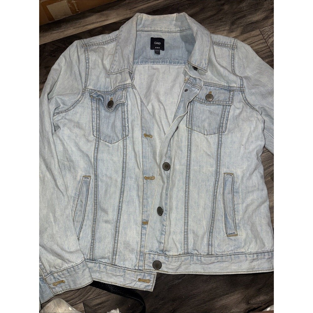 Gap Stretch Women’s Denim Button Down Jacket 2 Pockets Size L